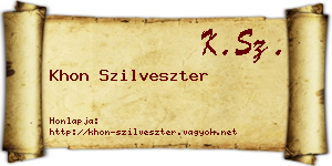 Khon Szilveszter névjegykártya